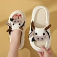thumbnail image 4 of HYwys Open Toe Cute Cartoon Memory Foam Linen House Slippers for Women Indoor Outdoor Animal Slippers Womens Four Seasons Cow Slippers for Women and Men Non-slip Flat Slides, 4 of 10