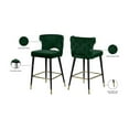 thumbnail image 5 of Maykoosh Old World Charm Contemporary Velvet Upholstered Counter Height Stool with Gold Tipped, Black Metal Legs, 22" W x 19" D x 38.5" H, Set of 2-Color:Green, 5 of 7