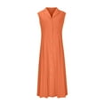 thumbnail image 4 of Horkkom Shirt Dresses for Women Summer V Neck Sleeveless Maxi Dresses Casual Solid Color Button Down Dress Orange XL, 4 of 6