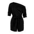 thumbnail image 6 of Rigardu Women's Spring/Summer Leisure Breathable Shoulder Button Shorts with Belt Set Black + XL, 6 of 7