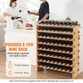 thumbnail image 2 of KFFKFF 72-Bottle Modular Wine Rack, Pinot Storage Solution, 8-Level Bamboo Wood Stand, Stable Floor Display Shelf for Kitchen, Bar, or Cellar, 2 of 9