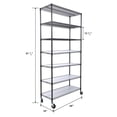 thumbnail image 2 of 7-Tier Metal Shelf Reinforced Wire Shelving Unit, Heavy Duty Adjustable Storage Rack Shelf with Wheels & Shelf Liners, Steel Storage Rack for Kitchen/Garage, 2 of 8