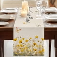 thumbnail image 3 of Table Runners 90 Inches Long Dress Scarves, Spring Yellow Floral Farmhouse Coffee/Dining/Kitchen Table Runner for Living Room, Farmhouse Country Flower Butterfly on Linen 13x90 Inch, 3 of 9