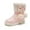 Pink, variant on MEZZALL Girls Spring Snow Boots Thick Soles Non- Warm Comfortable Solid Color Bow Boots Leisure Toddler Shoes, Pink, 4-4.5 Years