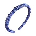 thumbnail image 1 of Diadema plisada de satén con fruncido, accesorios para el cabello de moda para mujeres y niñas, color azul oscuro, 1 of 3