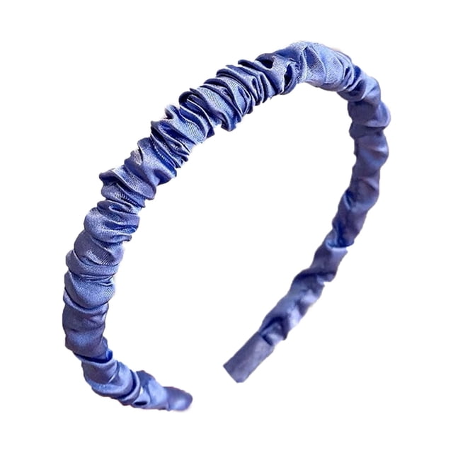 Diadema plisada de satén con fruncido, accesorios para el cabello de moda para mujeres y niñas, color azul oscuro