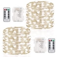 thumbnail image 1 of 2 Pack Fairy Lights Fairy String Lights Battery Operated Waterproof 8 Modes Remote Control 100 Led String Lights 32.8ft Copper Wire Firefly lights Christmas Decor Christmas Lights Cool White, 1 of 7