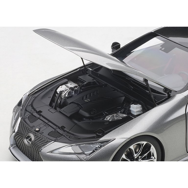 Lexus LC500 Sonic Titanium Silver Metallic with Dark Rose Interior and Carbon Top 1/18 Model Car by Autoart