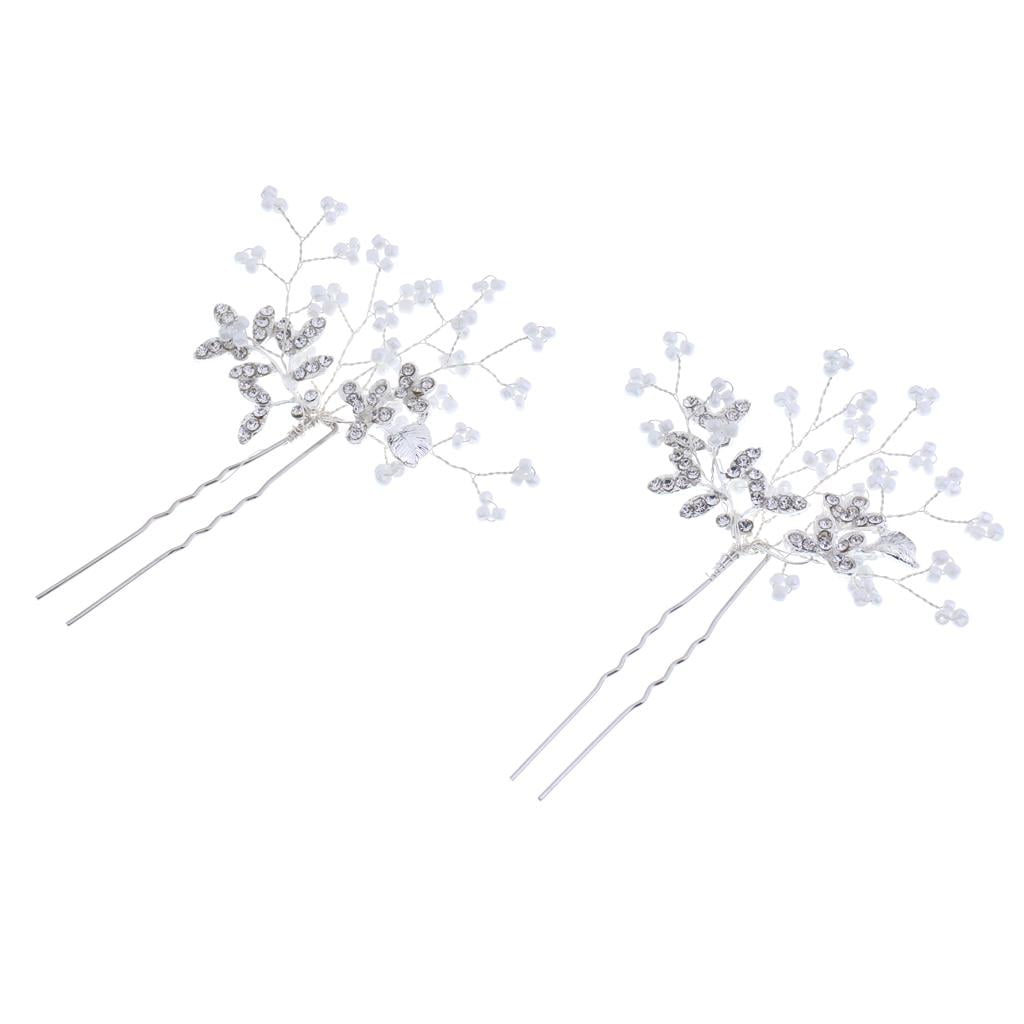 Silver Crystal Gypsophila Floral Hair Pins Clips Wedding Bridal Hair Accessories 