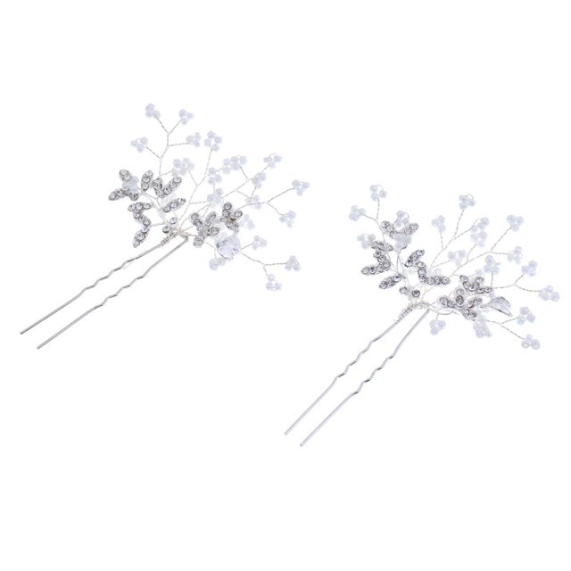 2 Piezas Pasador de Pelo de Flor de Gypsophi de Cristal Plateado Zulema