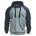 thumbnail image 4 of HXWCHs Men's Solid Color Hoodie Classic Men's Casual Solid Color Pullover Hoodie Streetwear Comfortable Drawstring Sweatshirt for All Seasons Blue XXL, 4 of 5