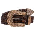 thumbnail image 1 of Women's Western Leopard Zebra Print Calf Hair Rhinestone Rivet Detailing Belt, 1 of 2