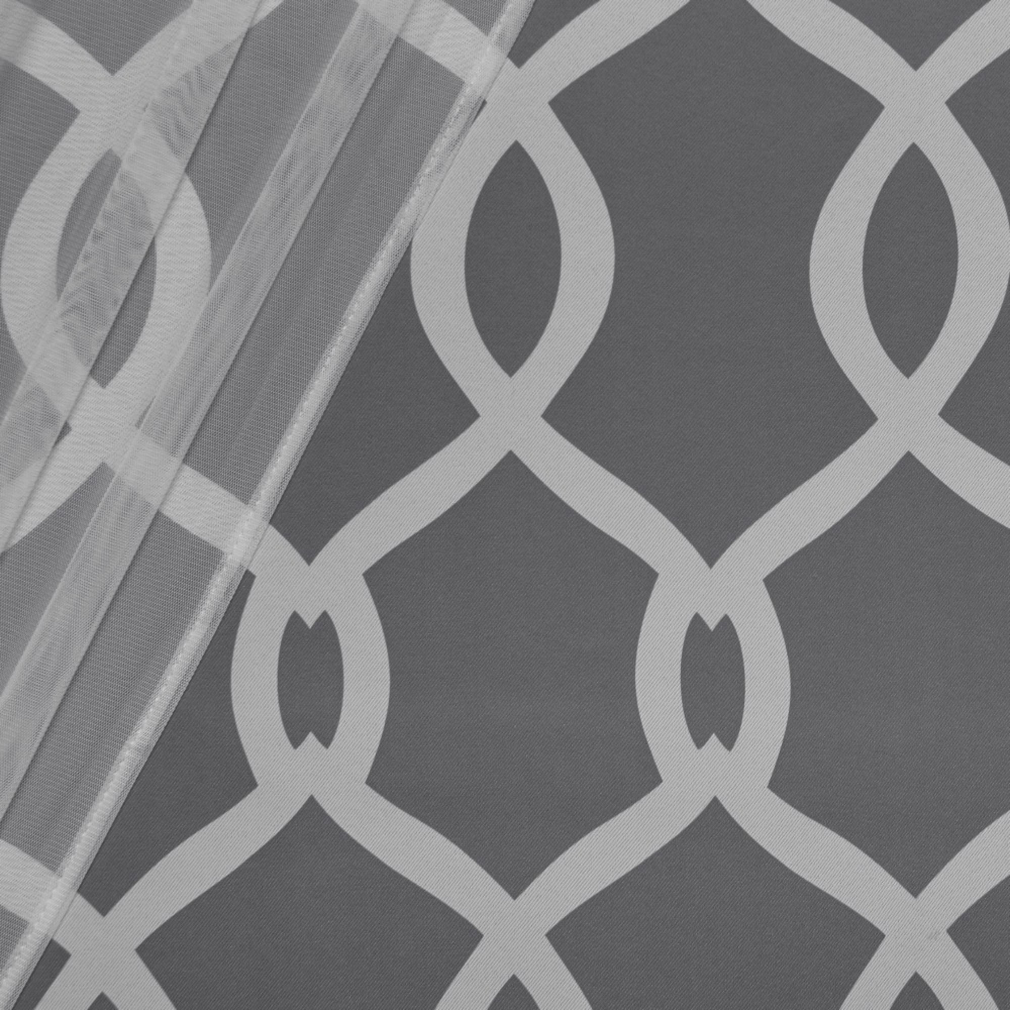 Exclusive Home Curtains 2 Pack Carmela Layered Geometric Blackout and Sheer Grommet Top Curtain Panels, Charcoal, 52x84