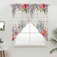 thumbnail image 2 of Swag Valance Curtains for Windows, Pink Flowers Light Filtering Kitchen Curtains with Rod Pocket, Spring Floral Elegant Pastoral Wooden Window Treatment Valances for Living Room, 36x45 - 2 PCS, 2 of 9