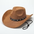 thumbnail image 2 of Sombrero de copa tipo tibetano de ala grande de ala ancha con cinturón y correa ajustable para la barbilla para festivales de viajes al aire libre tanto para hombres como mujeres, 2 of 6