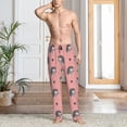 thumbnail image 4 of Mens Pajama Pants Bottoms with Pockets - doodle Cute Zebra Hearts pink Comfy Mens Pj Pants, Soft Men Lounge Pants, 4 of 5