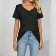 thumbnail image 3 of Annhoo Short Sleeve Tops for Women Summer Casual Ruched V Neck Dressy Shirts Baggy Cozy Going out Tunics, 3 of 6