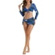 thumbnail image 2 of Conjuntos de bikini halter ajustables para mujeres INSPIRE CHIC de 4 piezas con cubierta grande en azul y verde, 2 of 5