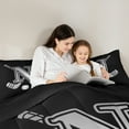 thumbnail image 5 of Homewish Kids Teens Ice Hockey Queen Comforter Set for Boys Girls, Black Gray Monogrammed Bedding Sets, Sports Theme Bedding Comforter Set, Microfiber, 5 of 8