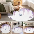 thumbnail image 5 of Round Area Rug 5 Ft, Wisteria Washable Non-Slip Circle Carpet for Living Room/Bedroom, Purple Flowers Butterflies Vintage Spring Low-Profile Runner Mats Collection Rugs for Indoor, 5 of 7