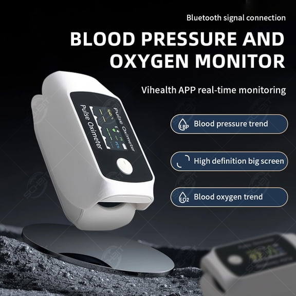 Multi-function Bluetooth Fingertip Tester, Tracks SpO2, Pulse Rate & Blood Pressure with APP Data Logging, For Sports & Aviation Recreational Use Only, NOT A MEDICAL DEVICE