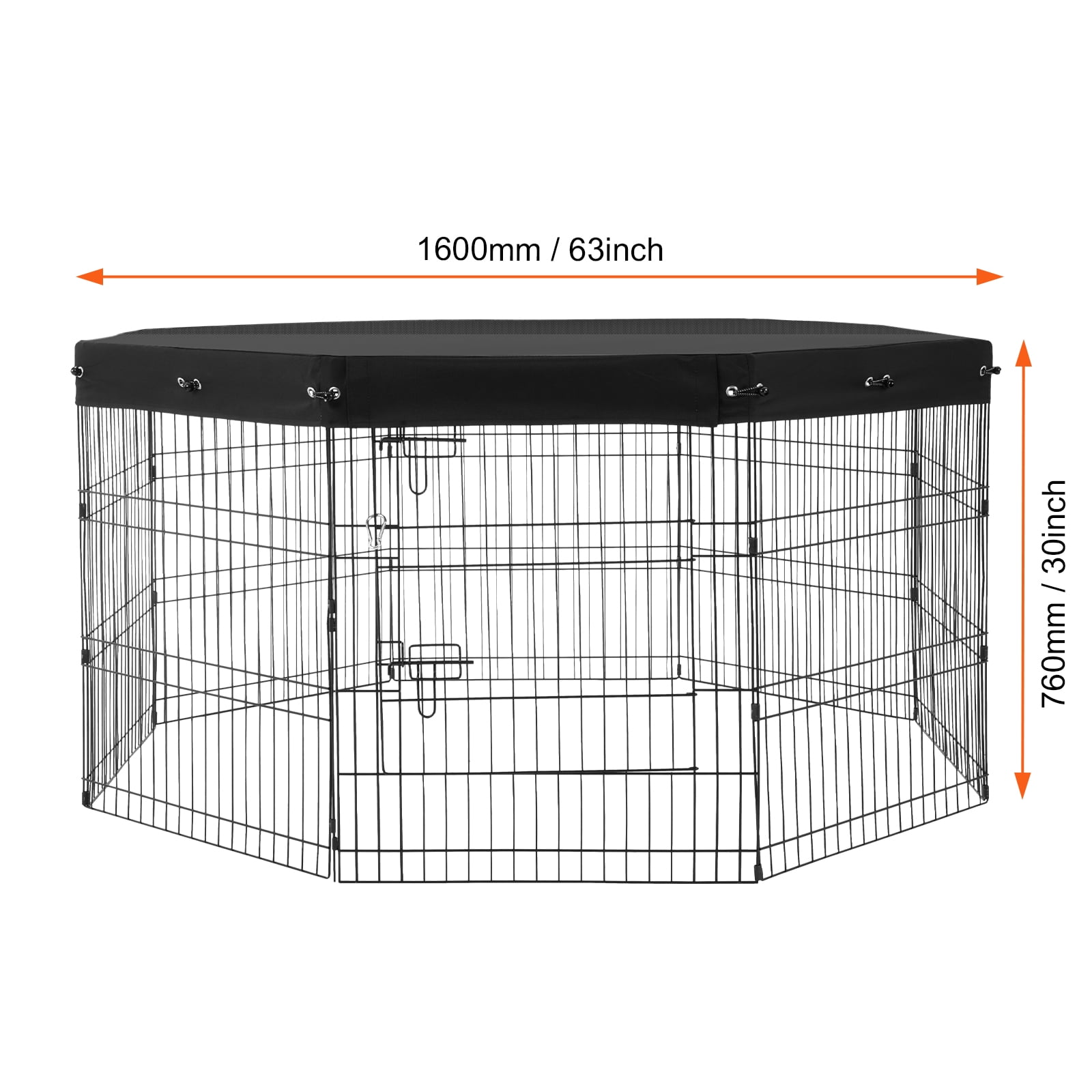 KFFKFF Canine Enclosure, 8 Panels Dog Playpen with Cover, 30"H x 24"W Collapsible Pet Activity Area, Indoor and Outdoor Canine Barrier with Entry
