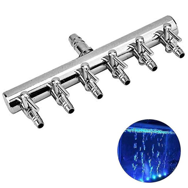 Válvula de aire para acuario, colector en línea, bomba de flujo de aire, tubo divisor, válvula de control de palanca (6 cabezales)