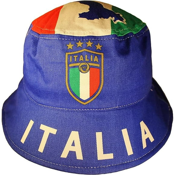 ITALIA ITALY WORLD CUP COUNTRY FLAG ADULT BLUE BUCKET HAT CUP SIZE 59 OR 7 3/8