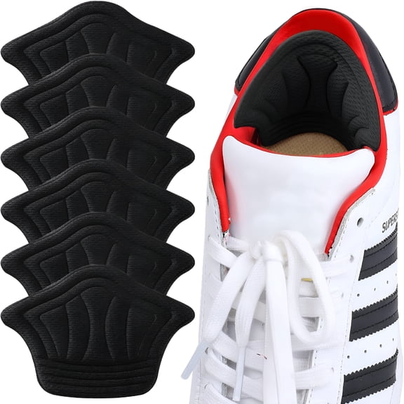 TELOLY 2026 New Adhesive Back of Heel Cushion Pads,Heel Grips Inserts for Loose Shoes,Too Big Boots,Reusable Heel Guards Liners for Women Men,Improve Shoe Fit,6Pcs-Black