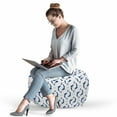thumbnail image 2 of Dolphin Pouf Cover with Zipper, Nautical Themed Simple Pattern with Playful Big Fish Round Motif, Soft Decorative Fabric Unstuffed Case, 30" W X 17.3" L, Cobalt Blue Night Blue, by Ambesonne, 2 of 5