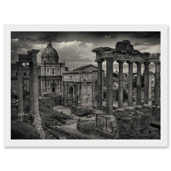 Photo Cityscape Rome Italy Roman Forum Ruin Artwork Framed Wall Art Print A4