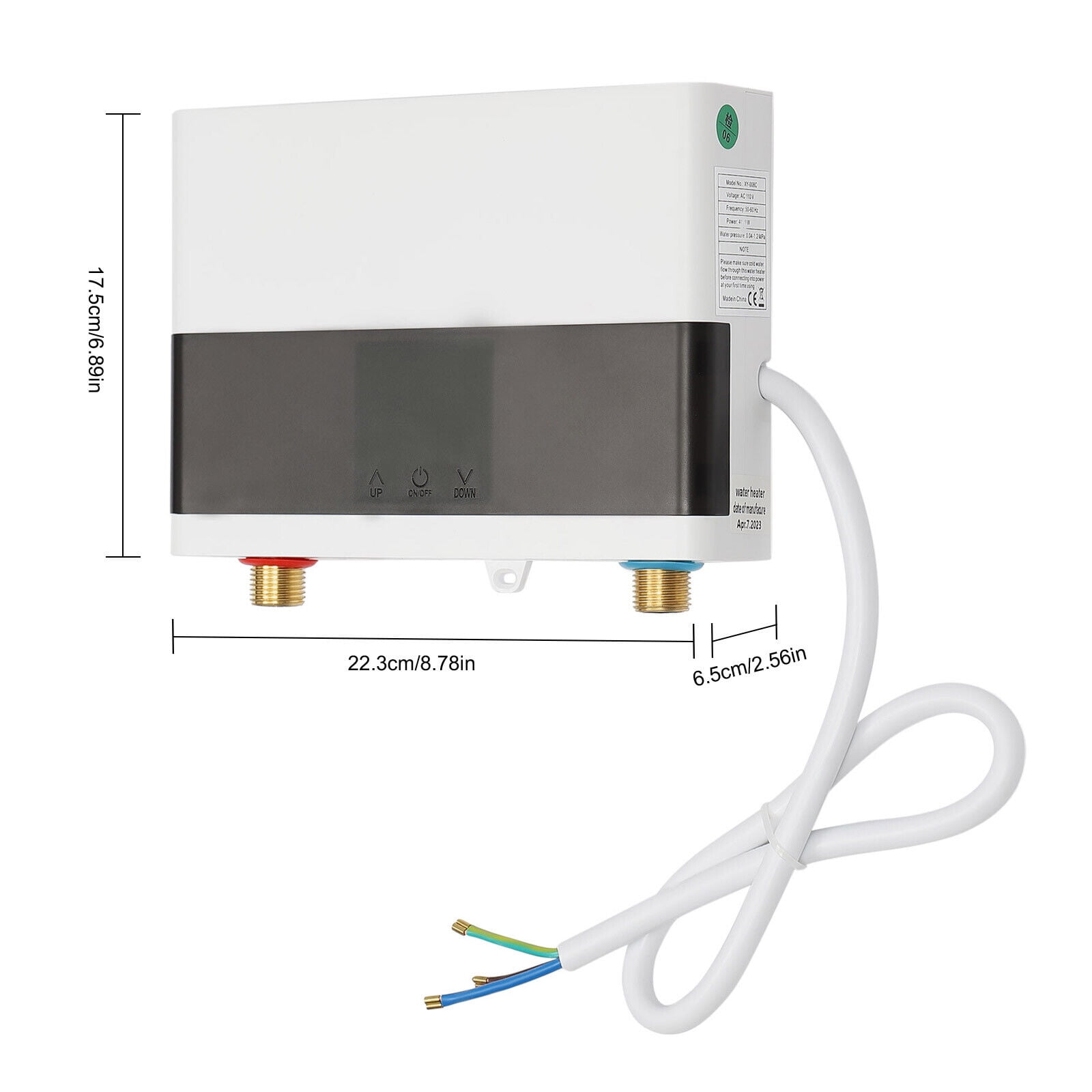Mini Electric Tankless Water Heater, 110V Instant Digital Hot Water Heater with Remote Control Touch Display Screen for Kitchen White