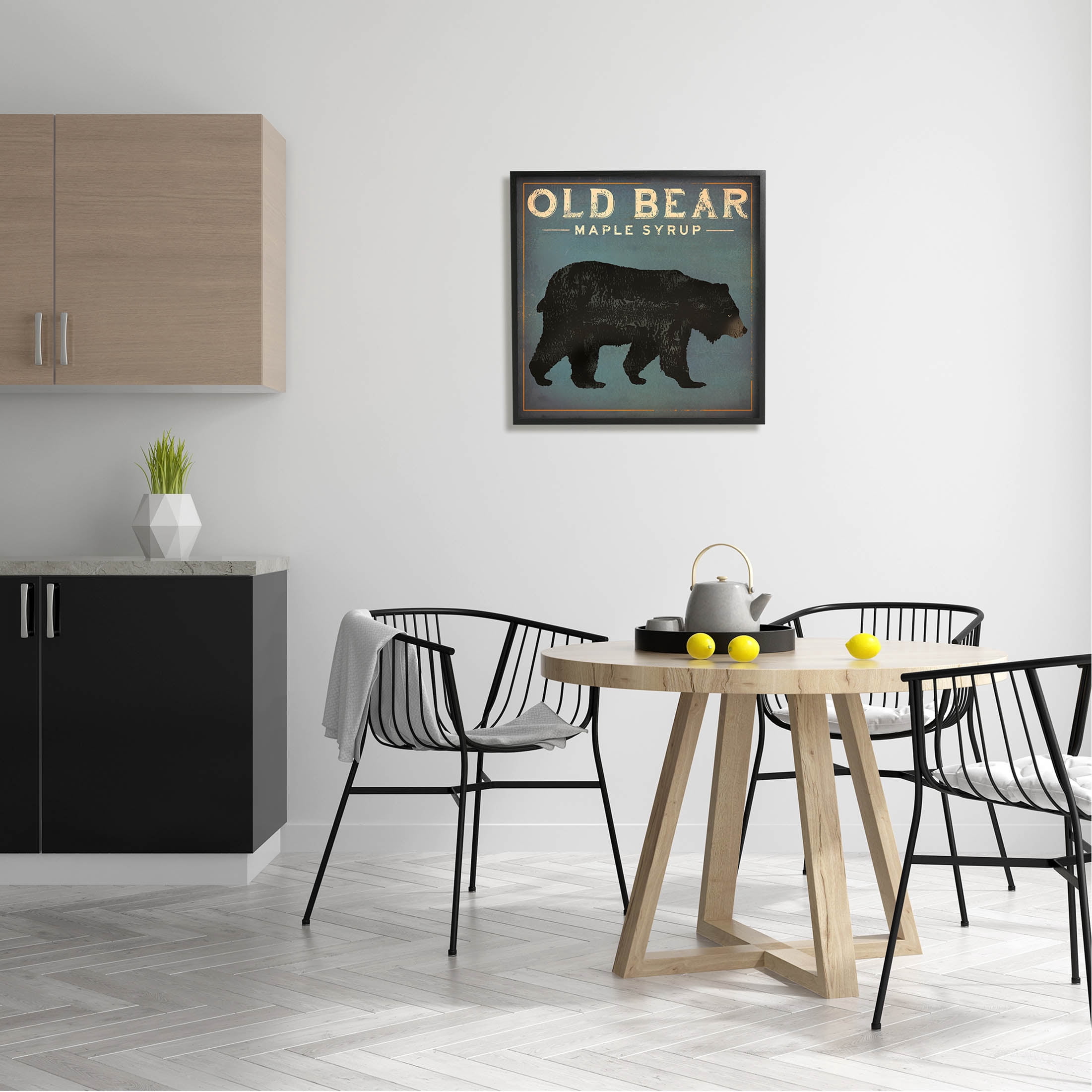 Stupell Industries Vintage Bear Maple Syrup Graphic Art Black Framed Art Print Wall Art, Design by Ryan Fowler