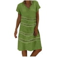 thumbnail image 2 of Pisexur Robe à Manches Courtes à Col en V Longueur Genou Femmes Style d'Été Robe Imprimée à Col en V Robe à Manches Courtes Robe pour Dames Robe pour Femmes en Liquidation, 2 of 5