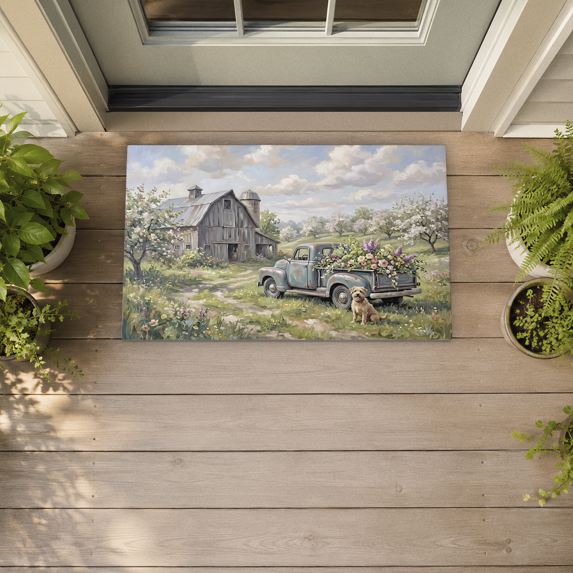 Stupell Industries Floral Tailgate at Barn Printed Outdoor Door Floor Mat, design by Tabz Jones