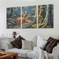 thumbnail image 2 of COMIO  PT8536-40-20 Deer in Forest-Landscape Painting Canvas Art Print-12''x16''X3 Panels, 2 of 4