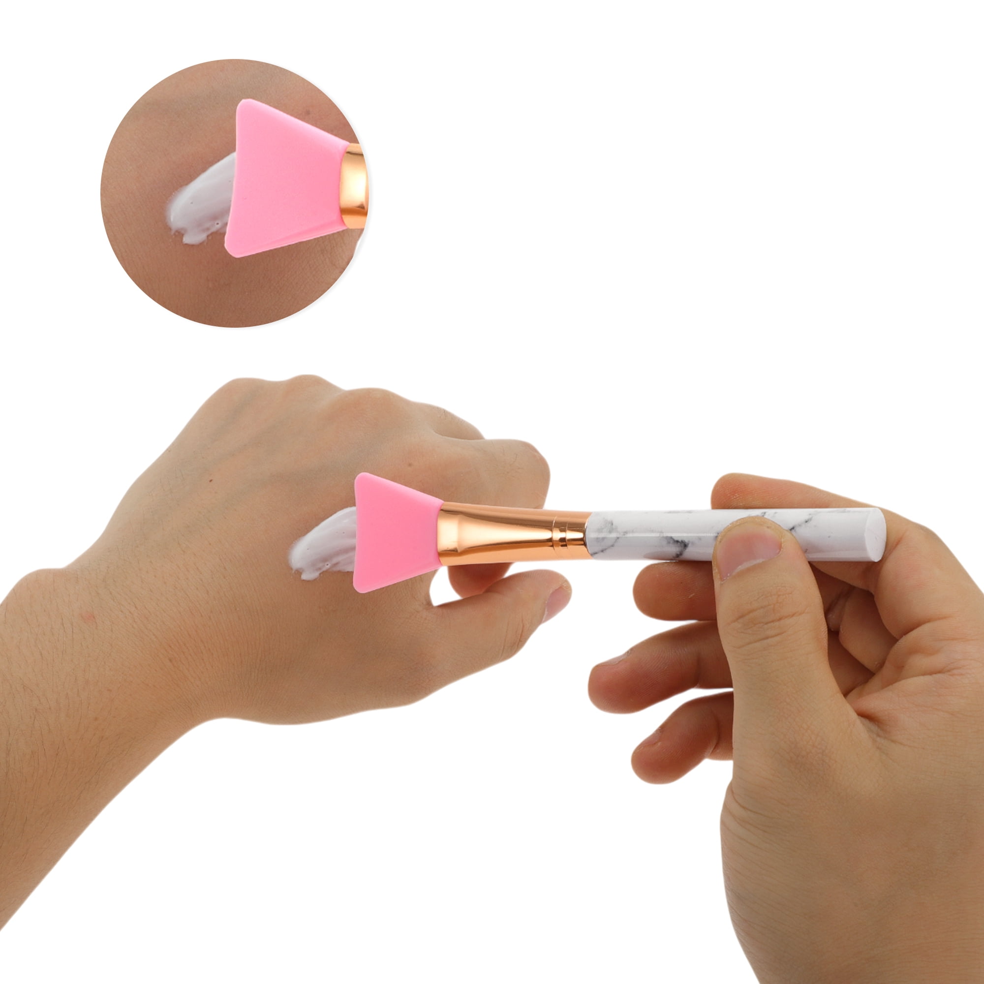 Unique Bargains Lightweight Marble Facial Mask Brush 1 Pc Pink, White, Black