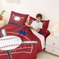 thumbnail image 3 of Erosebridal Baseball Print Boys Queen Sheet Sets, Maroon Blue Print Bed Set, 4pcs, 3 of 5