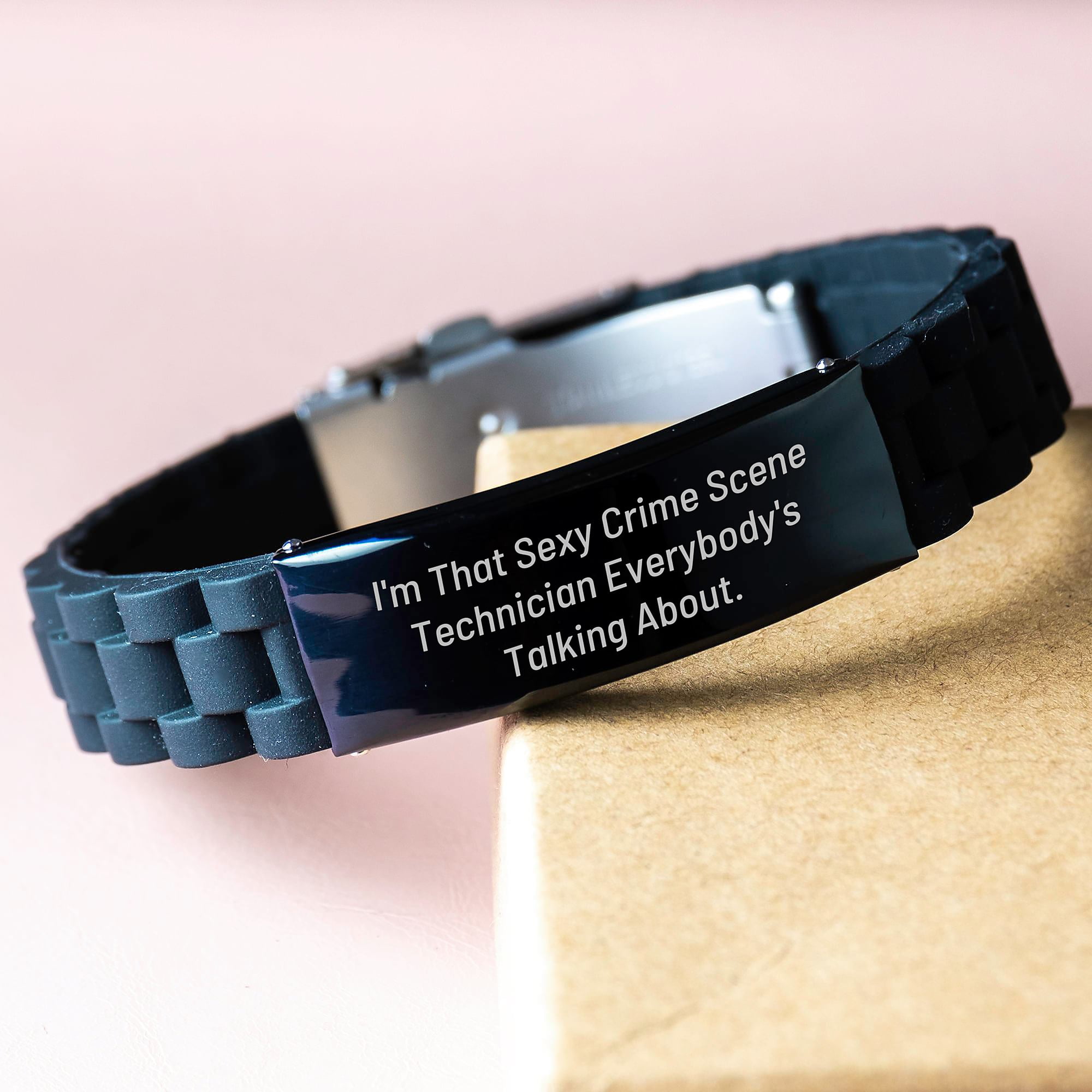 Sexy Crime Scene Technician Gifts, Funny Christmas Unique Gifts for Men, Women, Friends, Coworkers, Family - I'm That Sexy Crime Scene Technician Everybody's Talking About. Glide lock Clasp Bracelet