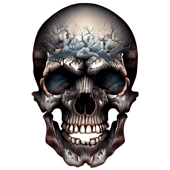 Whimsical Practicality's Scary Skull Halloween/ Dia de los Muertos Edible Cake Topper 1/4 Sheet