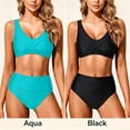 thumbnail image 5 of Women's Tummy Control High Waisted Bikini Set, Ruched Two Piece Swimsuit, Plus Size Swimwear, 5 of 6