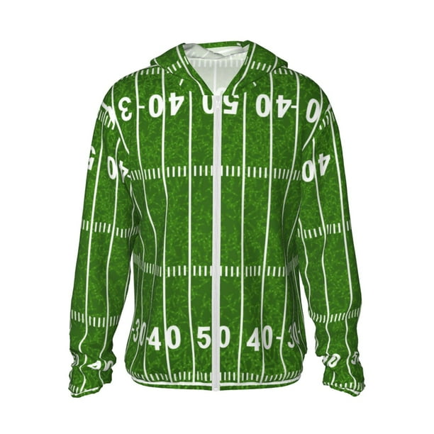 Fotbe American Football Field2 Chaqueta con Protección Solar UPF 50+ para Hombre y Mujer, Camisa con Capucha y Bolsillos-Medium