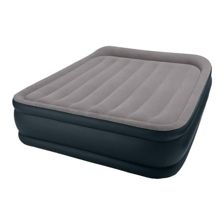 Intex Deluxe Raised Pillow Rest Air Mattress with Built-In Pump, Queen | (Best Air Mattress For Camping)