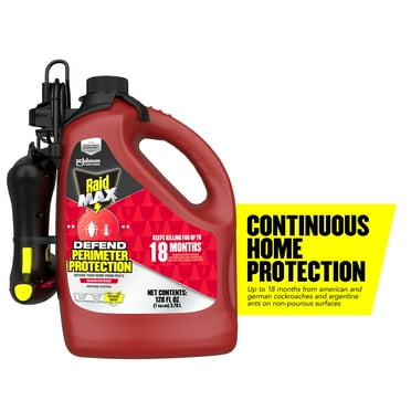 Raid Max Defend Indoor and Outdoor Insecticide, Insect Killer, 128 fl oz