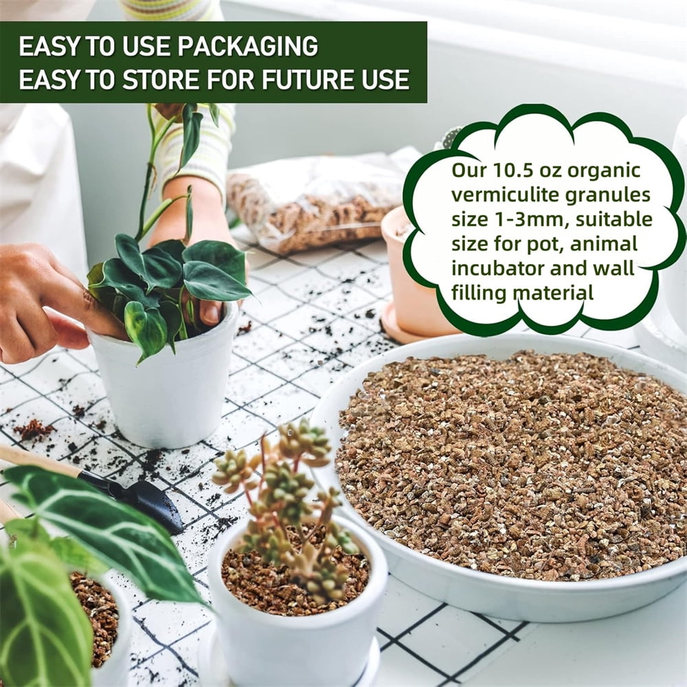 Fine Horticultural Vermiculite,Organic Soil Amendments,Natural Insulation Vermiculite Bulk,Course Grade Vermiculite for Gardening,to Maintain Soil Moisture and Plant Growth 1-3mm 21Oz