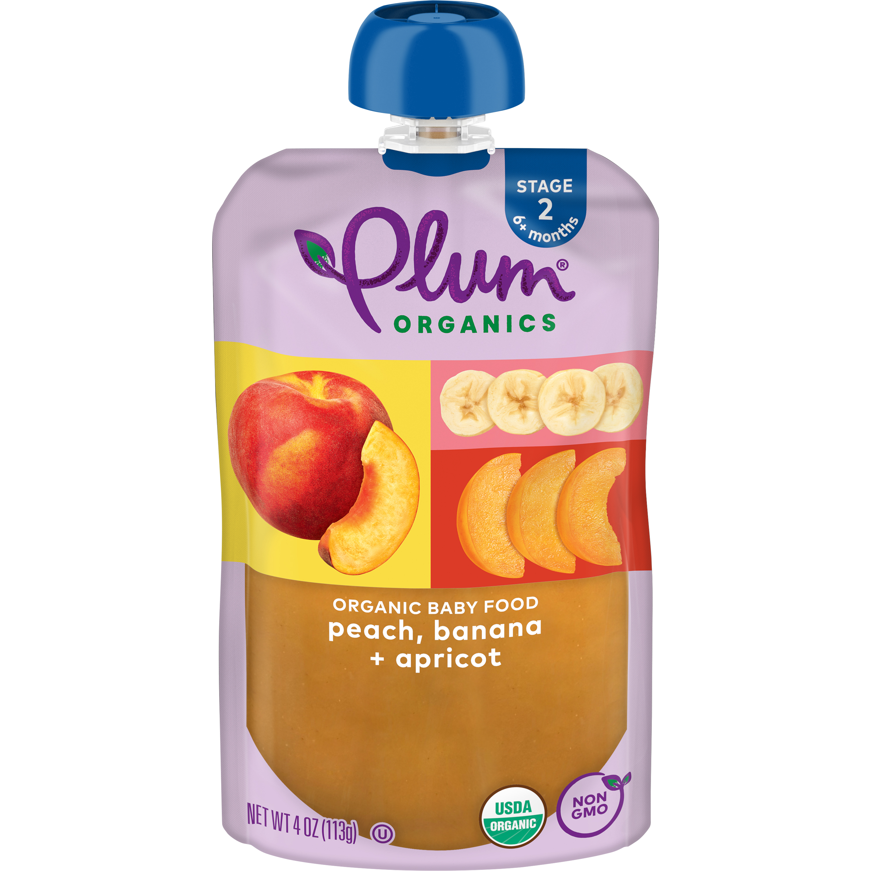 Plum Organics Stage 2 Organic Baby Food Pouches: Peach, Banana, Apricot - 4 oz, 6 Pack - image 3 of 10