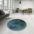 thumbnail image 4 of Ahgly Company Machine Washable Indoor Square Transitional Deep-Sea Green Area Rugs, 4' Square, 4 of 7