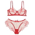 thumbnail image 5 of Gibobby Conjunto ropa interior mujer Lencería sexy para mujer, camisón de encaje con camisola de encaje para mujer lencería(Rojo, G), 5 of 5
