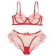 thumbnail image 5 of Gibobby ropa interior Pijama de encaje floral transparente sexy Conjunto de lencería Ropa de dormir de cintura alta Sujetador y panty Ropa de dormir de dos piezas (Rojo, XXL), 5 of 5