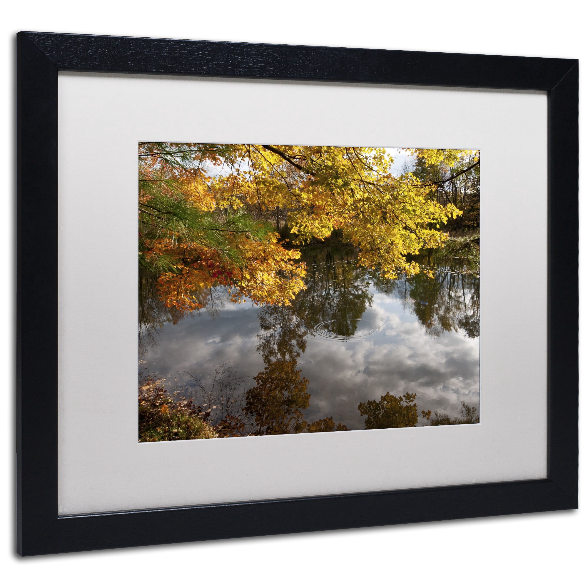 Trademark Fine Art "Kendal Lake Autumn" Canvas Art by Kurt Shaffer White Matte, Wood Frame